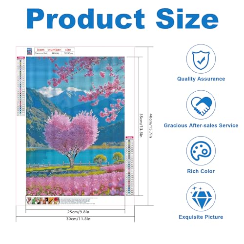 5D Diamond Art Kits for Adults, Heart Cherry Blossom Tree DIY Diamond Painting Kits for Beginner, Floral Diamond Dots Full Drill Crafts for Gem Art for Home Wall Decor 11.8X15.7inch - color: Cherry Blossom Tree