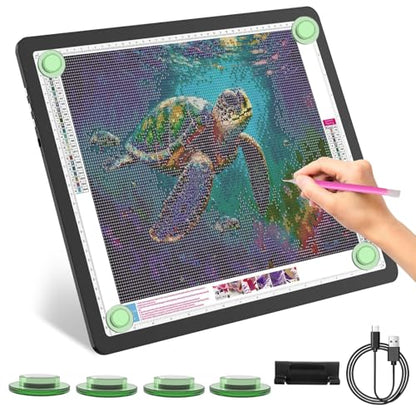 YINGWOND Rechargeable A3 Light Pad for Diamond Painting with 4000mAh Battery,Side Physical Buttons,Diamond Art Light Board,Magnetic Light Pad 13.4x18.2,LED Light Box for Tracing,Drawing,Weeding Vinyl - style: Rechargeable A3 Black