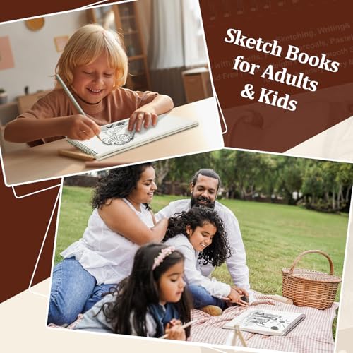 TKOOFN 5 Pack 8.5" x 11" SketchBooks Bulk,Top Spiral Bound Sketchbook | 60 Sheet Each,600 Sheets total,68lb/100gsm thick,Acid-Free,Sketch Drawing Paper Pad for Adult Kids Artists Beginners - color: 5 Pack, size: 8.5" x 11"
