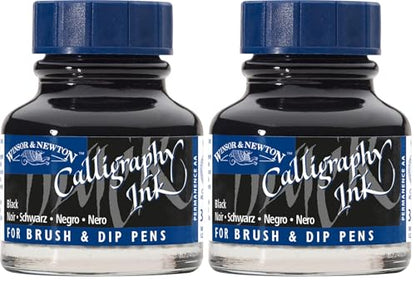 Winsor & Newton Calligraphy Ink, 30ml (1-oz) Bottle, Black (Pack of 2) - color: Black, size: 1 fl oz (Pack of 2)