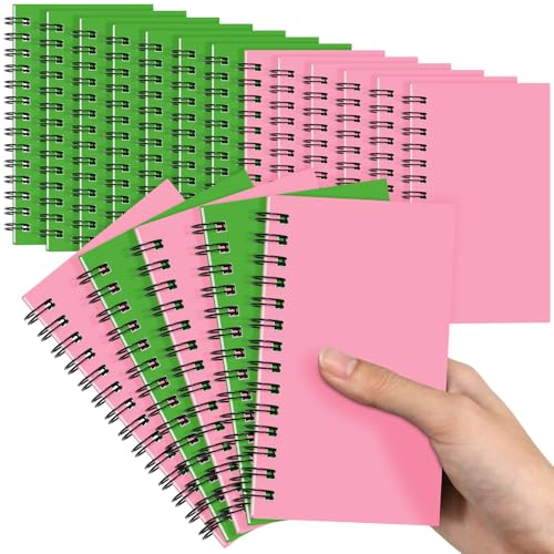 Jutom 18 Pcs Small Spiral Notebook Memo Pad 3x5, Pink Green - color: Pink Green