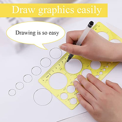 LOKUNN Circle Template Circle Round Stencil Templates Round Hole | Multi-Function, Circle Template for Drawing Elliptical for Stencil Ruler School Office Supplies (Yellow) - color: 1 pcs yellow