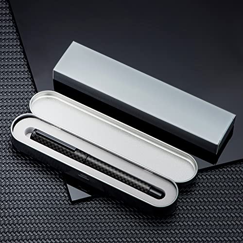 Hongdian Black Forest Carbon Fiber Fountain Pen Medium Nib Modern Design Smooth Writing Pen with Refillable Ink Converter and Metal Pen Case Set - color: Carbon Fiber, style: Medium Point