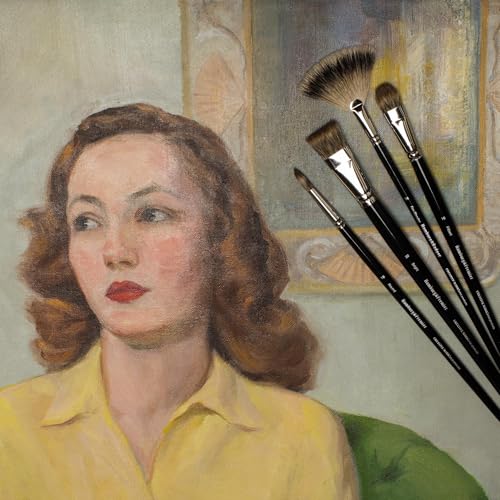 Creative Mark Hamburg Premiere Professional Oil Painting Brushes - Large Asst Set of 4 Handmade Oil Paint Brushes w/ #24 Filbert - Natural & Synthetic Blend, Long Triple-Lacquered Birch Handle - size: Large - Set of 5