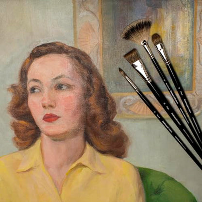 Creative Mark Hamburg Premiere Professional Oil Painting Brushes - Explorer Set of 6 Assorted Oil Paint Brushes - Handmade in Germany, Natural & Synthetic Blend, Long Triple-Lacquered Birch Handle - size: Assorted - Set of 6