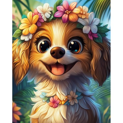 Natuyalo Paint by Numbers Kits for Adults Beginner Animal, Flowers and Dog DIY Art Crafts Kits on Canvas, 3 Brushes and Acrylic Paint for Home Wall Decor 16x20 inch (Without Frame) - color: Color-01