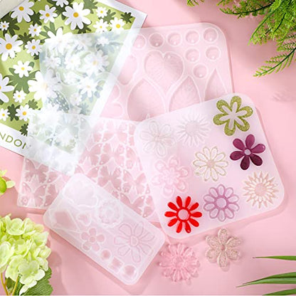 Patelai 4 Pcs Resin Earring Molds Irregular Shaped Earrings Silicone Mold for Epoxy Resin Dangle Drop Jewelry Making Kit for Women DIY Crafts Necklace Pendants Keychain(Flower Leaf) - style: Flower Leaf