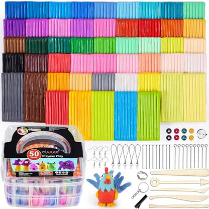 CiaraQ 50-Color Polymer Clay Oven Bake Modeling Kit - color: 50 Colors