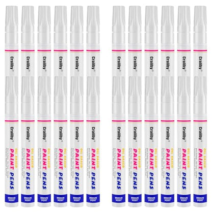 White Paint Markers, 24 Pack Oil-Based Waterproof Quick Dry Permanent Paint Pen Set for Rocks Painting, Wood, Fabric, Plastic, Canvas, Glass, Mugs, Metal, Tire, Stone, DIY Craft - color: White