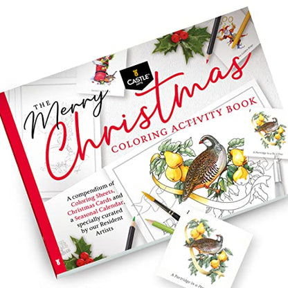 Castle Arts Christmas Coloring Book for Adults - with Color Guide | Cards, calendar, and scenes curated by in-house artists to lift the spirit - no-show-through paper, frameable A4 - color: Christmas