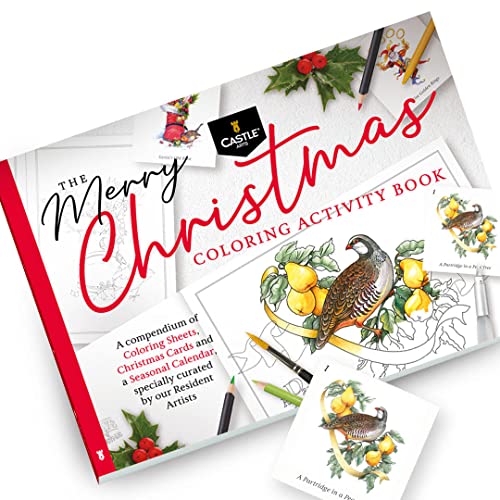 Castle Arts Christmas Coloring Book for Adults - with Color Guide | Cards, calendar, and scenes curated by in-house artists to lift the spirit - no-show-through paper, frameable A4 - color: Christmas