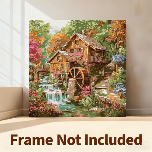 Gemozaic Rustic Cabin Paint by Numbers Kit for Adults, 16 x 16 in, Unframed - color: MT22996