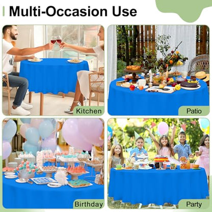 misaya 6 Packs Plastic Table Cloth Blue Disposable Tablecloth - color: Blue, size: 84" Round