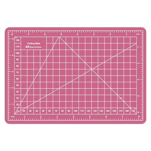 Sewing Cutting Mat 8in x 6in,Small Self Healing Cutting Board A5 Rotary Cutting Mat for Crafts Pink Double Sided Thickened PVC Craft Cutting Board for Quilting Hobby Fabric Precision - color: Pink, size: 8in x 6in (A5)