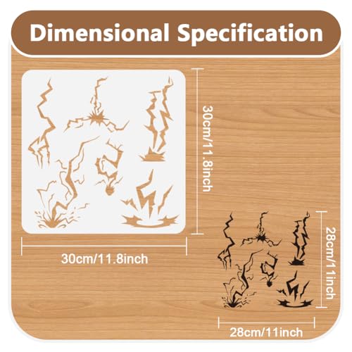 11.8"x11.8" Lightning Wall Stencil Templates Thunder Bolt Reusable Plastic Stencils for Painting on Wood Floor Tile Fabric Glass Furniture Weather Nature Storm DIY Home Decor Template - style: Lightning