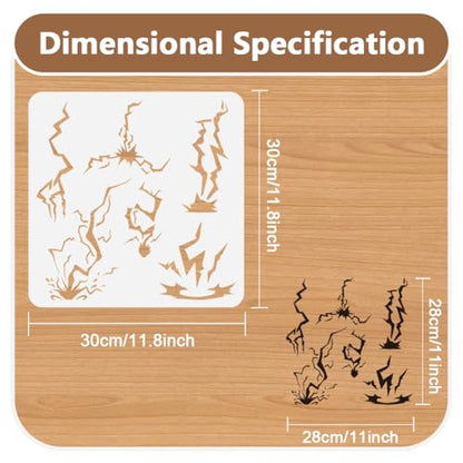 11.8"x11.8" Lightning Wall Stencil Templates Thunder Bolt Reusable Plastic Stencils for Painting on Wood Floor Tile Fabric Glass Furniture Weather Nature Storm DIY Home Decor Template - style: Lightning