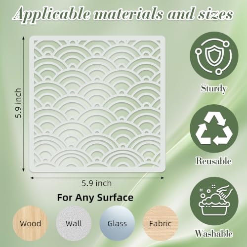 Texture Stencils for Crafts Reusable 16Pcs Stencils(5.9X5.9 inch) - color: Texture 13