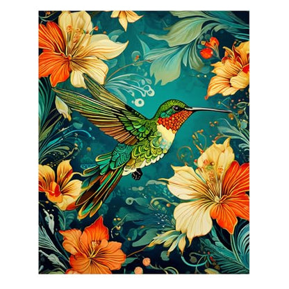 Reivworl Hummingbird Paint by Numbers Kit for Adults Beginner 16×20 inch | Hummingbird Paint by Number Kits 16×20 inch, Crafts on Canvas with Gifts. - color: 16-Hummingbird