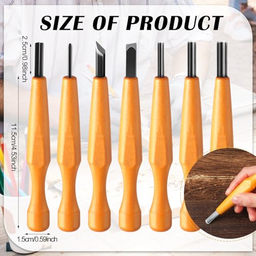 Lasnten 7 Pcs Wood Carving Tools Set Linoleum Hand Wood Knife Chisels Flat V-shaped Half Round Angled Gouge Carving Kit for DIY Linocut Printmaking Woodblock