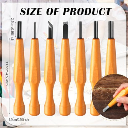 Lasnten 7 Pcs Wood Carving Tools Set Linoleum Hand Wood Knife Chisels Flat V-shaped Half Round Angled Gouge Carving Kit for DIY Linocut Printmaking Woodblock