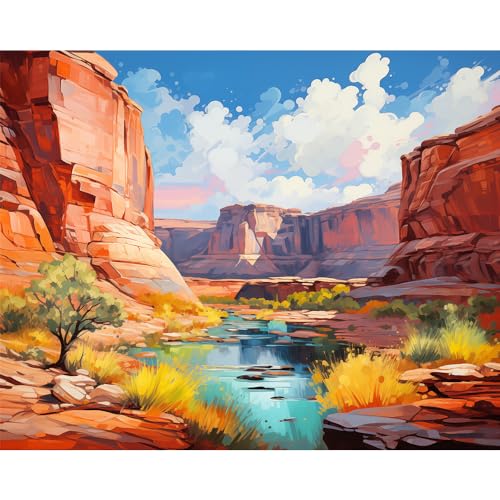 Natuyalo Paint by Numbers for Adults Beginner, Grand Canyon Acrylic Easy Paint by Numbers Kits Natural Landscape Craft Kits for Adults Suitable for Home Wall Decoration Flameless 16x20 Inch - color: ART-09