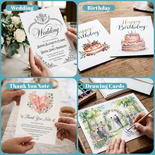 30 Pack Watercolor Cards with Envelopes, 140lb/300GSM 4x6 Cotton Paper in Foldable, Blank Cards and Envelopes for Greeting Cards Birthday Wedding Invitations DIY Thank You Card - size: A4 (4.72x6.50 in) Cards and Envelopes
