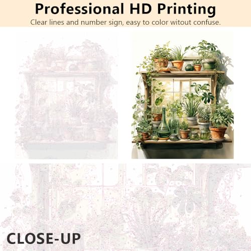TUMOVO Framed Paint by Number for Adults Green Plant, Paint by Numbers Kit for Adults Leaf, DIY Acrylic Paint by Numbers Kits on Canvas Potted, Acrylic Painting Kits Art Crafts 16"x20" - color: Green Plant - Framed