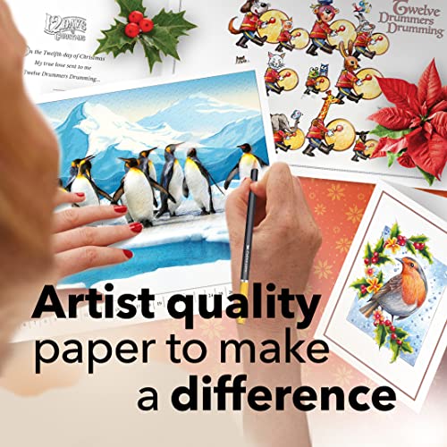 Castle Arts Christmas Coloring Book for Adults - with Color Guide | Cards, calendar, and scenes curated by in-house artists to lift the spirit - no-show-through paper, frameable A4 - color: Christmas