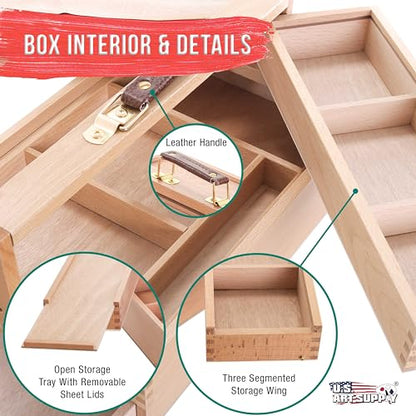 U.S. Art Supply Multi-Function Artist Tool Supply Box with Locking Clasps