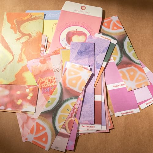 YagCu Scrapbook Kit for Beginners, Aesthetic Junk Journal Supplies, Scrapbooking and Journaling Materials, Bullet Journals Stationery, Planner DIY Arts Craft, Women Adults - color: Dessert