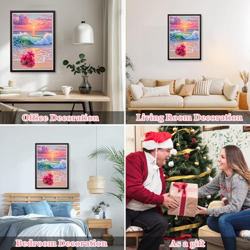 MAXBYE Diamond Art Kits for Adults, Beach and sea Bedazzling Dot Painting for Adults，5D Full Drill Gem Art Painting Kit, Easy DIY Craft for Stress Relief 12x16in - color: ZD059