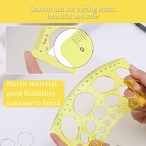 LOKUNN Circle Template Circle Round Stencil Templates Round Hole | Multi-Function, Circle Template for Drawing Elliptical for Stencil Ruler School Office Supplies (Yellow) - color: 1 pcs yellow