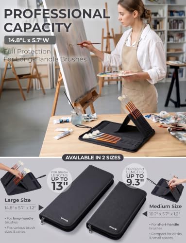 DUGATO Long Brush Holder & Organizer, Canvas Case 5.7 x 14.8 in, Black (Pack of 2) - color: Black, size: Large 5.7x14.8 inches (Pack of 2)
