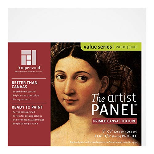 Ampersand Artist Panel Canvas Texture Surface for Painting, 3/8 Inch Depth, 8X8 Inch (AP9M088) - size: 8X8, style: 3/8" Cradled