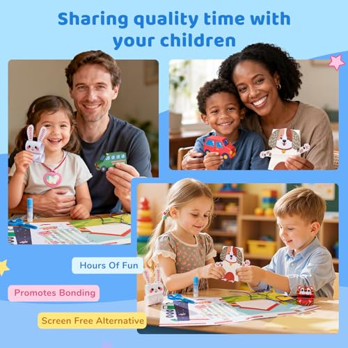 JoyCat Zero-Prep Craft Kit for Kids Ages 4-8, 23-Project Craft Box | All-in-one craft box includes 23 projects, safety scissors, diamond art and an LED light-up 3D craft for creative play.