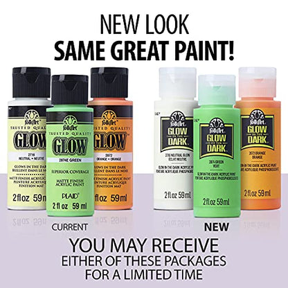 FolkArt Glow-in-the-Dark Acrylic Paint, 2oz., Blue - color: Blue, size: 2 Fl Oz (Pack of 1)