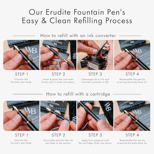 Wordsworth & Black Luxury Fountain Pen Set for Writing, Medium Nib, Black - color: Black Gold, style: Medium Nib