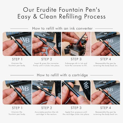 Wordsworth & Black Luxury Fountain Pen Set for Writing, Medium Nib, Black - color: Black Gold, style: Medium Nib