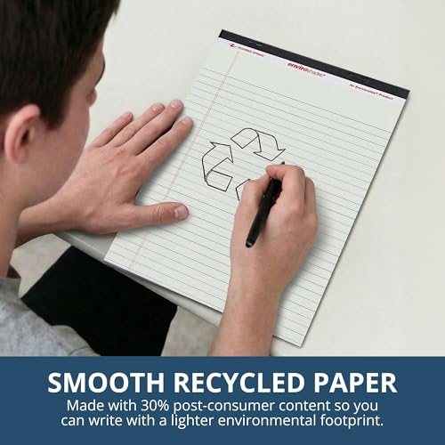 ROARING SPRING Enviroshades Gray Legal Pads, 3 Pack, Legal Ruled Recycled Colored Writing Note Pads, 8.5" x 11", 50 Sheets, Perforated Paper, Made in USA, Memo Pad For School & Office - color: Gray, style: 3 Pack