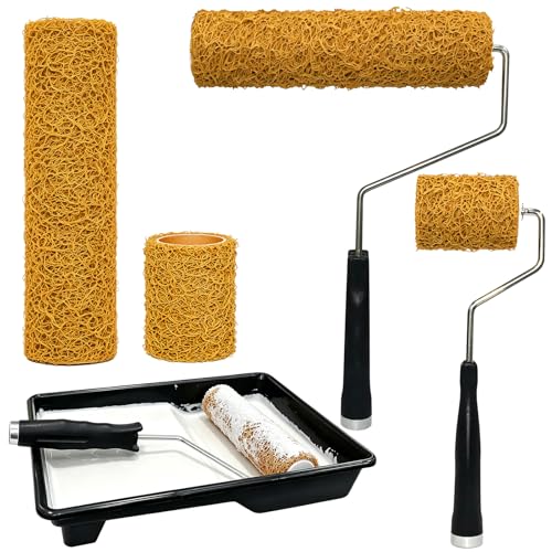 5 Pcs Textured Paint Roller Covers,Paint Tray Set Drywall Texture Roller,House Paint Roller Covers for Art Painting Walls Ceilings