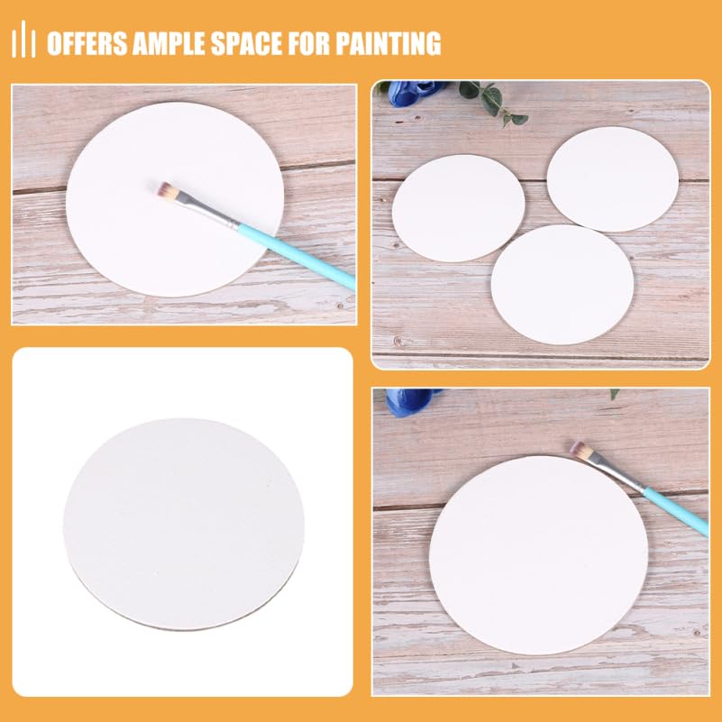 Toddmomy 8 Pack Round Blank Canvas Boards 3.93 Inch Cotton Canvas Panels for Oil Painting Acrylic Painting Watercolor Artist Boards for Kids DIY Crafts