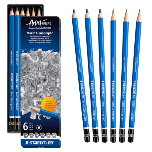STAEDTLER Mars Lumograph Graphite Pencil Set: 6 Count (8B, 7B, 6B, 4B, 2B, HB)