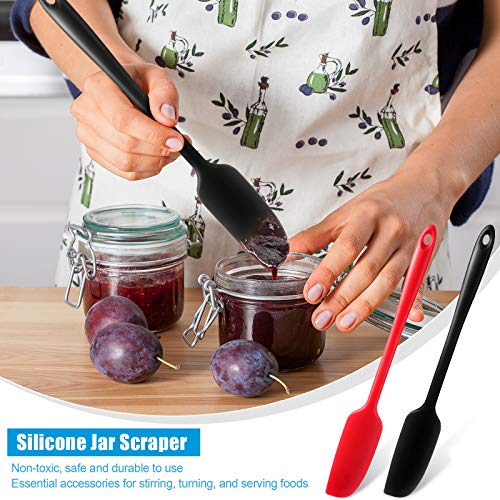 Patelai 2 Pieces 2 Pcs Silicone Jar Spatula Long Handle Scraper, Red, Black | Non-stick Rubber Heat Resistant Spatula Silicone Scraper for Jars, Smoothies, Blenders Cooking Baking Stirring Mixing Tools - color: Red, Black