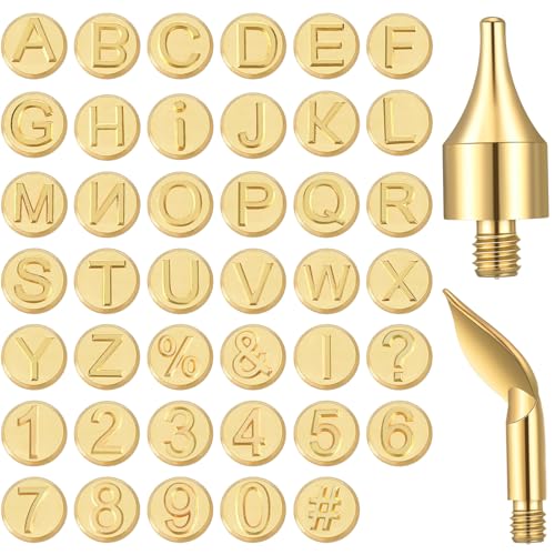 Lothee 43 Pcs Wood Burning Tips Kit, Wood Burning Letters Numbers Alphabet Stamps Stencils Templates for Stippling Embossing Branding Crafts Personalization Tools Gift for Dad(Alphanumeric) - color: Alphanumeric