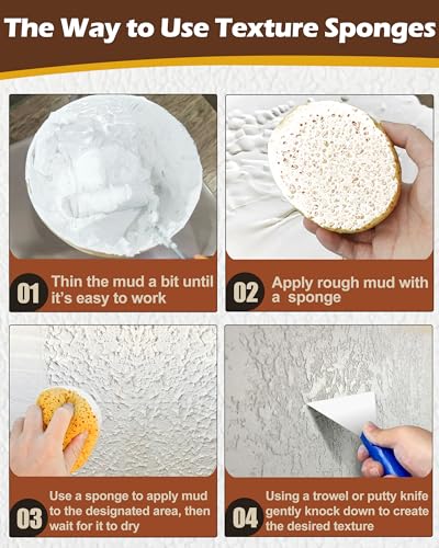 4Pcs Knockdown Texture Sponges Sponge for Patch/Repair Ceiling Drywall Wall