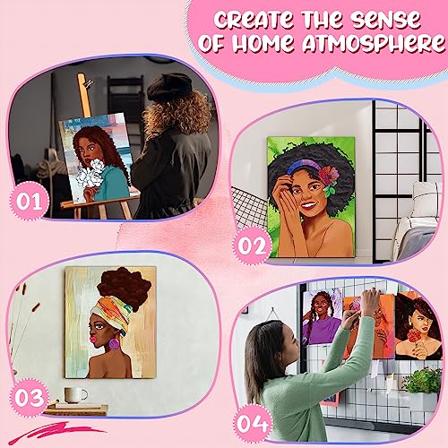 Sherr 20 Pcs Pre Drawn Canvas Afro Queen for Painting for Adults | Bulk 8" x 10" Pre Stretched Outline Painting Boards African American for Beginners Students, Party Favor - style: Stylish