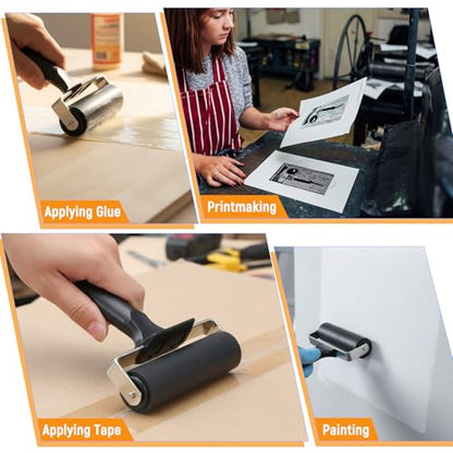 5-Pack 4.3" Rubber Roller, Hard Brayer Rollers for Crafting Printing Inking | This 5-pack rubber roller set includes durable brayer rollers for crafting, printing, and inking.