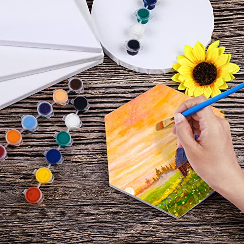 Aodaer 12 Pieces Stretched Canvas for Painting 8 Inch Blank Canvas Panels Triangle Square Hexagon Round Shape Canvases Boards Art Supplies for Acrylic Pouring Oil Painting - size: 8 Inch