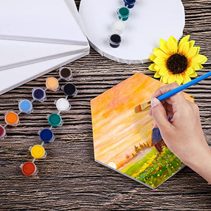 Aodaer 12 Pieces Stretched Canvas for Painting 8 Inch Blank Canvas Panels Triangle Square Hexagon Round Shape Canvases Boards Art Supplies for Acrylic Pouring Oil Painting - size: 8 Inch