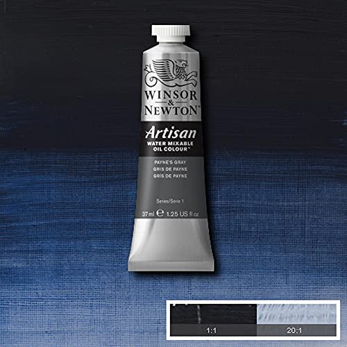 Winsor & Newton Artisan Water Mixable Oil Paint, 37ml, Paynes Gray | Clean with water; no solvents needed. Color depth, lightfastness, opacity/transparency are the same as traditional oils. - color: Paynes Gray, style: 1.25-oz